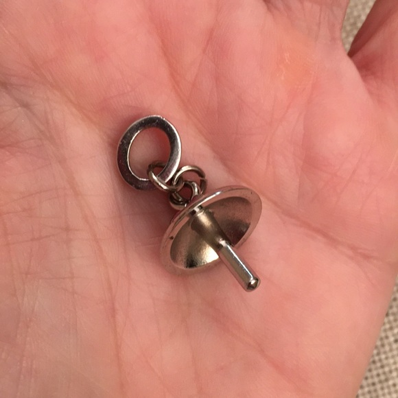 Pink & Green Enamel Umbrella Charm Silvertone - Picture 5 of 8